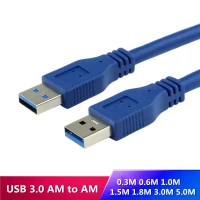 Удлинительный кабель USB 3.0, 0,3&nbsp;м, 0,6&nbsp;м, 1&nbsp;м, 1,5&nbsp;м, 5&nbsp;м, AM/AM, 4,8&nbsp;Гбит/с, с поддержкой USB 2.0, синего цвета