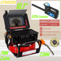 Счетчик диаметром 10,1 дюйма 7 мм, цифровой видеорегистратор, самовыравнивающийся передатчик 512 Гц, камера для инспекции дренажной трубы 23 мм с приемником-локатором 512 Гц
