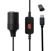 Переходник USB-C (штекер)/разъем 12&nbsp;В (гнездо) прикуривателя, для подключения к автомобильному прикуривателю 12&nbsp;В, для видеорегистратора, для автомобильного вентилятора GPS E-Dog