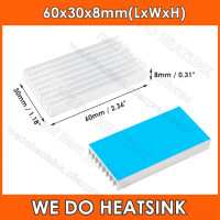 Мы делаем радиатор серебристый/черный 60 мм x 30 мм x 8 мм алюминиевые радиаторы IC Радиатор 60x30x8 мм с применением термальная клейкая лента