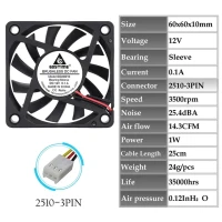 2 шт. Gdstime 2Pin DC 5 в 12 В 24 в 24 вольт 6 см 60x60x10 мм 60 мм двойной шарикоподшипник Бесщеточный вентилятор охлаждения 60 мм x 10 мм кулер