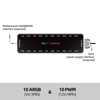 Разветвитель Teucer 1-10 PWM и ARGB, 4-контактный, 3-контактный, адресуемый адаптер ARGB, SATA концентратор интерфейса питания для телефона