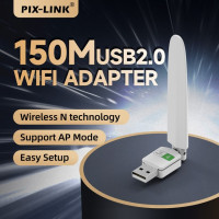 Сетевая карта PIX-LINK UW10, 150 Мбит/с, Wi-Fi ключ, USB Wi-Fi адаптер, портативный 2,4 ГГц для ПК, ноутбука с антенной с высоким коэффициентом усиления