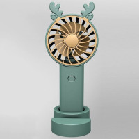 Портативный мини-вентилятор с изображением оленя, модный вертикальный мобильный телефон вентилятор с подставкой для путешествий на открытом воздухе, портативный вентилятор для зарядки