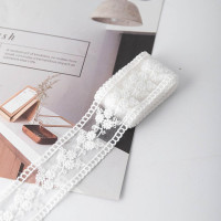 1-8 ярдов, кружевная лента, белые и черные водорастворимые аксессуары для шитья, ширина 4 см, ткань для вышивки с полыми цветами