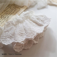 Роскошная вышитая Цветочная кружевная ткань с переводной картинкой, 7 см, кукла-марионетка, сделай сам, прошитая одежда, воротник с оборками, гипюр, свадебные аксессуары