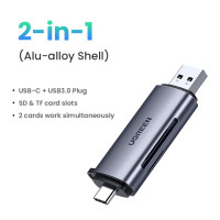 Картридер UGREEN с USB 3,0 и Type C на SD, Micro SD, TF