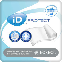 Пеленки одноразовые впитывающие Эксперт iD Protect Expert, 60х90, 30 шт
