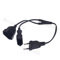 CEE7/16 EU 2-зубчатый штекер-гнездо с двойным выходом, 2-сторонний выходной удлинитель Европейского кабеля питания M/F.