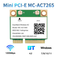 Беспроводная Wi-Fi-карта Half Mini PCI-E 1200, MC-AC7265 Мбит/с, Bluetooth 4,2, 802.11ac, двухдиапазонный, 2,4 ГГц, 5 ГГц, адаптер для ноутбука, чем 7260HMW