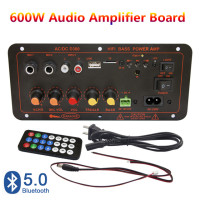 Плата усилителя звука D300, 600 Вт, Bluetooth 5,0, двойной микрофон, 10000 в постоянного тока, 24 В, 1 канал, Hi-Fi, стерео усилитель мощности