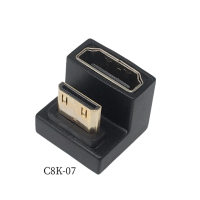 Переходник Мини HDTV «папа»-HDMI «мама» 2,1, угловой U-образный конвертер на 360 градусов, 4K, 8K, 60 Гц