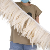 Натуральное перо петуха, 1 метр, отделка для женского платья, фестиваля, Креативные аксессуары для одежды, высота 25-30 см, бахрома петуха