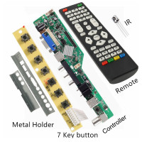 Новый цифровой универсальный драйвер для контроллера телевизора V56 V59, светодиодная плата для ЖК-телевизора, Детская плата + 7 кнопочный переключатель + ИК + 4 инвертора лампы + комплект LVDS 3663