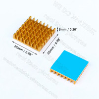 Черный Радиатор 25x25x5 мм с предварительным нанесением, Теплопроводящая клейкая лента, охладитель, алюминиевый радиатор для охлаждения микросхем графического процессора