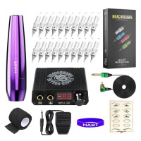 Tattoo P10 Ultra Tattoo RCA Rotary Machine Pen Makeup Permanent Kit LED Display Power Supply Pro Cartridge Needles Set