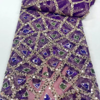 Вышитое французское кружево с пайетками для портного, чистая нить, высокое качество, Новая африканская свадьба, Jy134, размер 5, 2024