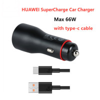 Автомобильное зарядное устройство HUAWEI SuperCharge, макс. 66 Вт, двойной USB-порт, универсальная совместимость с кабелем 6A Type-c для Huawei/iPhone