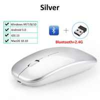 Беспроводная мышь, Bluetooth мышка для компьютера, бесшумная, аккумуляторная эргономичная мышь 2,4 ГГц, USB оптические мыши для ноутбука, ПК