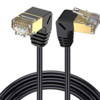 CAT8 8Pin RJ45 40 Гбит/с 2000 МГц двойной локоть вверх и вниз, левый и правый угловой 90 градусов Cat8 Ethernet сетевой кабель RJ45 Lan