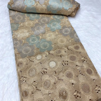 5 ярдов, синяя Высококачественная африканская кружевная ткань из 100% хлопка для нигерийского шитья, большая свадебная одежда