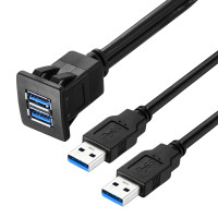 Кабель 2 USB 3.0 (штекер)/2 USB3.0 (гнездо) Bochara, 1 м, 2 м экранированный, для монтажной панели, панели приборов, для автомобиля, мотоцикла