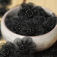 5 шт. круглых 2,8 см 3D пятилепестковых цветов, пряжа в виде подсолнуха, нашивки «сделай сам», швейные бусины, аппликация для платья, искусственное Рождественское украшение