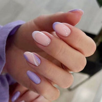 Накладные ногти с розовым и фиолетовым миндальным покрытием, 24 шт.