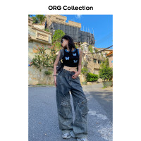 ORG Collection美式重磅水洗工裝褲女秋季設計感寬鬆直筒牛仔褲潮