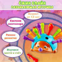 Развивающая игрушка  сортер по системе монтессори Ежик Спайк/обучающая игрушка для малышей