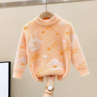 Новый детский осенне-зимний модный теплый свитер для мальчиков и девочек Вязаный пуловер из норки с мультяшным рисунком детская нижняя рубашка