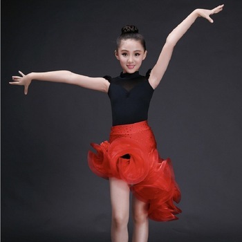 children black skirts competition sexy tango dresses customized ballroom dance wear rumba girl costume latin dress for girls