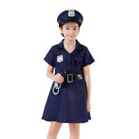 儿童警察装扮服装cosplay可爱女童连体警裙 现货万圣节表演制服