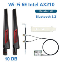 Wi-Fi 6E Intel AX210 карта Bluetooth 5,3 Wi-Fi 6 адаптер 5374 Мбит/с Комплект для настольного компьютера 2 в 1 антенна 10DBi 802.11ax 2,4G/5 ГГц/6 ГГц для ПК