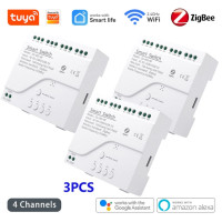 Модуль смарт-выключателя Tuya Zigbee, 4-канальный пульт дистанционного управления, переменный ток 85-250 В, 10 А