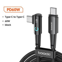 Toocki 100 Вт USB C к USB C кабель 90 градусов для iPad MacBook Pro Xiaomi Samsung Huawei Быстрая зарядка Type C Дата шнур