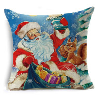 Рождественский стиль, наволочка с Санта-Клаусом, льняная наволочка с принтом, подушка для дивана, декоративная льняная наволочка 45*45 см