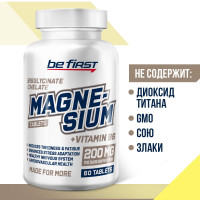 Магний бисглицинат хелат/хелатный 200 мг Be First Magnesium bisglycinate chelate 200 mg + витамин B6, 60 таблеток