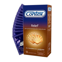 Презервативы Contex Relief с ребрами и точками для дополнительной стимуляции, 12 шт