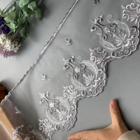 2 ярда, серый цвет, 182 см, полоса, кружево, ткань, аппликация для дивана, Обложка, занавеска, домашний текстиль, отделка, вышитая ткань
