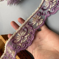 2 ярда, Фиолетовая лента 182 см, кружевная блестящая тесьма, аппликация для дивана, Обложка, занавеска, домашний текстиль, отделка, вышитая ткань