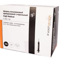 Шприц инсулиновый 1 мл U-100 интегрированная игла 29G 0,33 х 13 мм (50 шт.), Vogt Medical