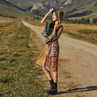 波西米亞雪紡沙灘防曬連帽開衫女薄款海邊度假長版長袖外搭大尺碼