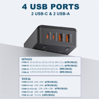 Устройство для быстрой зарядки LDNIO A4808Q, 65 Вт, 2 USB-порта A, 2 USB-порта типа C, 20 В/100 А, 240-в А зарядное устройство настольное настольное зарядное устройство 65w charger  зарядка для телефона 65w зарядное ус