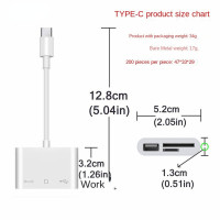 Мультипортовый концентратор 3 в 1, конвертер Type-c/Lightning на USB A OTG, адаптер TF SD, кардридер для карт памяти для Iphone, Android и ноутбука