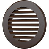 Решётка вентиляционная наружная круглая с фланцем, диаметр 100 мм, пластик, коричневая