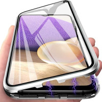 Магнитный чехол для Samsung Galaxy A14, A34, A54, A73, A33, A23, A13, A53, металлическая рамка, двусторонний защитный чехол из закаленного стекла