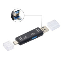 USB 3,0 кардридер Elough 6 в 1, SD TF карта, USB флэш-накопитель, OTG адаптер для ПК, Type c, Micro, мобильный телефон, USB Type C конвертер