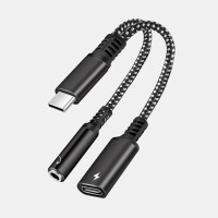 Адаптер FONKEN с USB C на USB C 3,5 мм, аудиокабель, кабель для наушников, конвертер для Samsung OnPlus Xioaomi Redmi, адаптер для зарядки