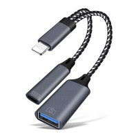 USB 3,0 OTG адаптер для зарядки 2 в 1 для iPhone 14, 13, 12, 11 Pro, XS Max, XR, X, 8, 7, 6s, iPad, USB-адаптер с подсветкой «папа» на USB 3,0